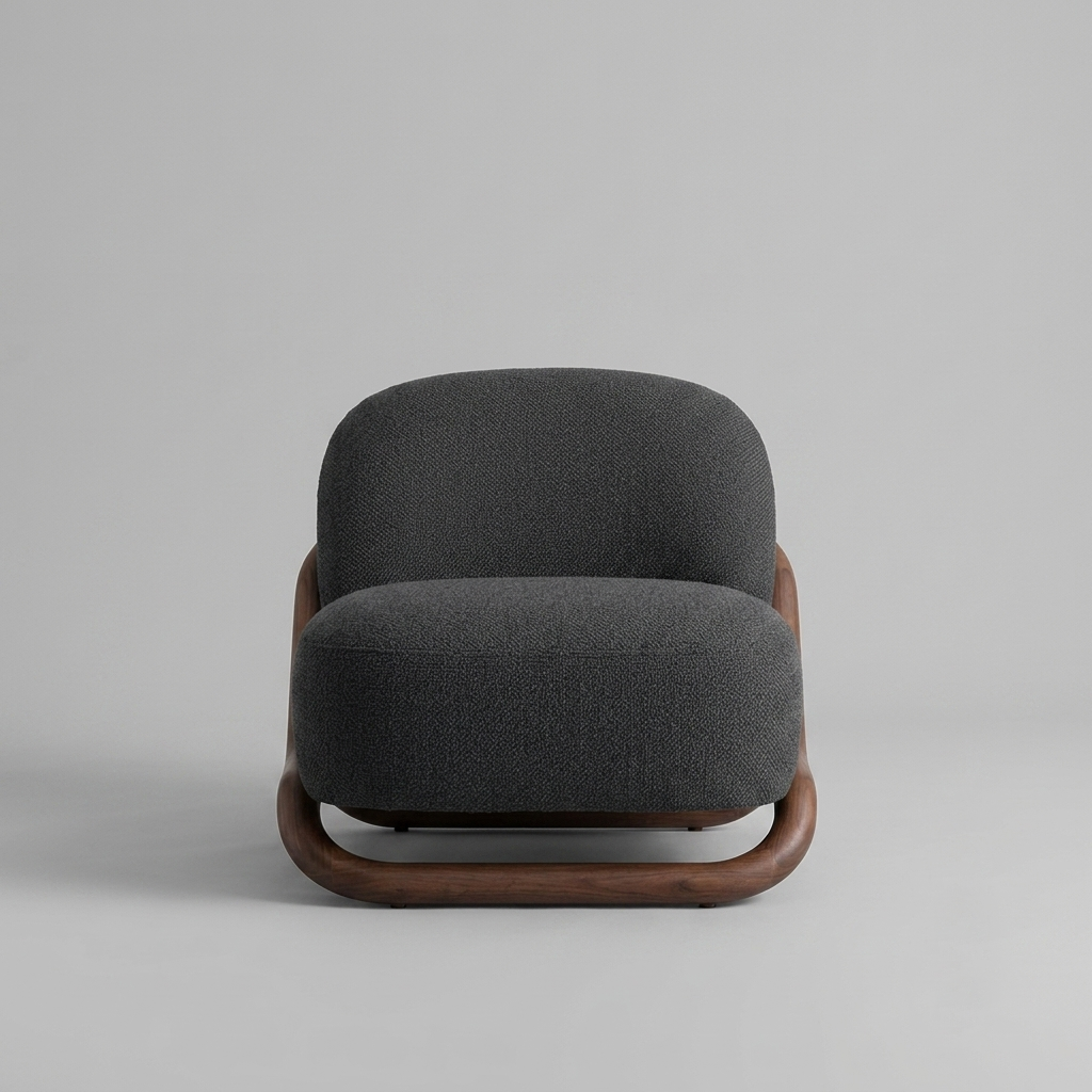 Modern Minimalist Curved Armchair
