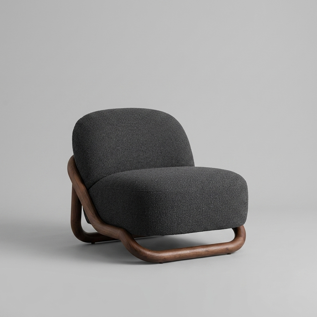 Modern Minimalist Curved Armchair